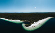 Aerial Drone shot Lake McKenzie, Fraser Island also called kgari, Queensland QLD, Australia.