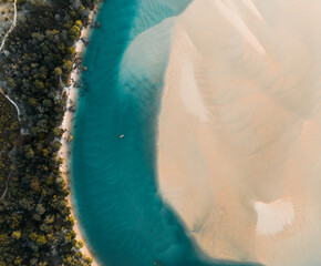 Wall Mural - aerial drone view of noosa river, byron gold coast sunshine coast, australia.