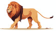 Lion walking. Wild feline animal with shaggy mane h