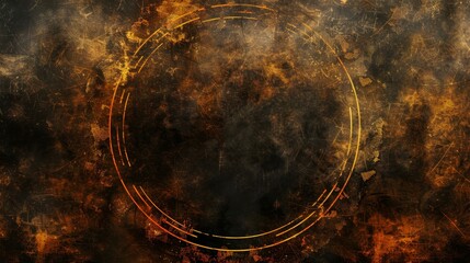 Wall Mural - Dark textured circle on a grungy black and brown background.