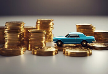 car colored standing stacks silhouettes coin gold illustration d price money insurance loan vehicle auto finance concept business buy automobile background investment cost cash