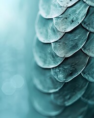 Wall Mural - Abstract greyish blue scale pattern with a soft metallic sheen.
