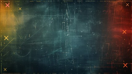 Wall Mural - Dark grunge texture on a vintage blackboard with a rustic frame.