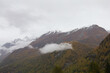 View of snow alp mountain landscape in autumn nature at swiss from the train