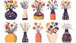 Modern flower vases set. Pottery ceramics empty ves