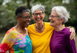 © Muhammad Irfan - three middle aged diverse ladies laughing enjoying in park after a run