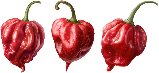 Wall Mural - set of Carolina Reaper peppers, cut out