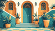 Morocco architecture. Abstract Moroccan building wi