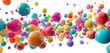Colorful background with many colorful spheres and balls flying in the air