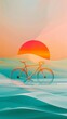 Classic bicycle silhouette against colorful sunset. Freedom and leisure concept.