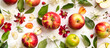 Composition of appetizing apples arranged on white surface