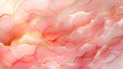 Poster - Delicate pink and gold abstract painting. Soft pastel colors.