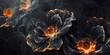 Dynamic fantasy black smoke ethereal transformation flowers on black background wallpaper 