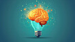 © generAte Ideas - Illustration of a brain merging with a light bulb amidst network connections, depicting concepts of innovation, intelligence, and idea generation.