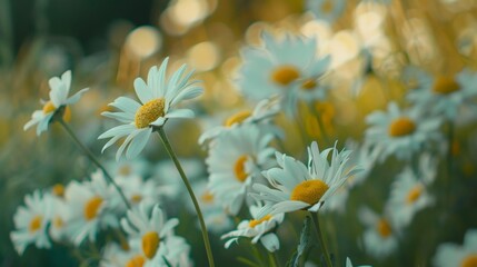 Canvas Print - Many white blossoms scattered amid green grass