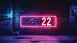 Neon roadside signboard with 24 hours inscription a