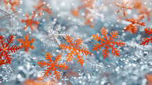 Fiery Orange Snowflakes Dancing Amidst A Field Of Celestial Silver Stars On A Flawlessly Transparent Background.