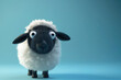 3d cute black sheep with white wool, space for text