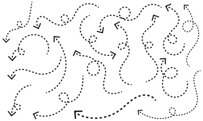 Wall Mural - clean dot style hand drawn doodle arrows set. clean dot arrows style doodle set hand drawn. curve do