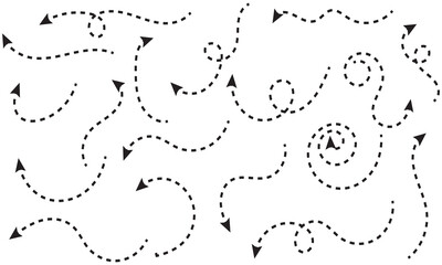 Wall Mural - clean dot style hand drawn doodle arrows set. clean dot arrows style doodle set hand drawn. curve do
