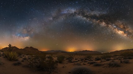 Wall Mural - A starry night sky over a calm desert, highlighting the Milky Way 
