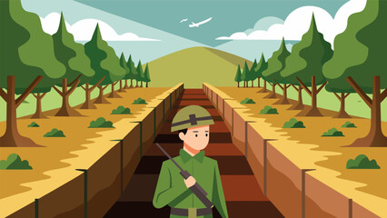 Vietnam War Trenches Explore a realistic replica of a Vietnam War trench and hear firsthand accounts from veterans.. Vector illustration