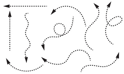 Wall Mural - clean dot style hand drawn doodle arrows set. clean dot arrows style doodle set hand drawn. curve do