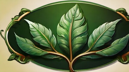 Wall Mural - green leavesgreen leaf emblem