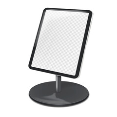 Wall Mural - Countertop tablet holder podium stand with transparent screen vector mockup. Table digital display mock-up. Template for design