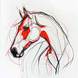 Graphic drawing of a horse red color