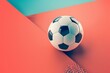 Geometric soccer ball on red and blue background