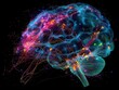 A vibrant brain-shaped network with neural connections, depicting cognitive development 