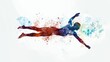 Watercolor swimming player silhouette, abstract sports art.