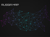 Fototapeta Desenie - Abstract Russia map of line and point. Geometric structure, polygonal network