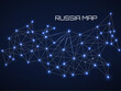 Abstract Russia map of line and point. Geometric structure, polygonal network