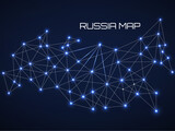 Fototapeta Desenie - Abstract Russia map of line and point. Geometric structure, polygonal network