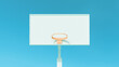 Basketball hoop pole blue sky background outdoor basket peach orange long lens front view 3d illustration render digital rendering