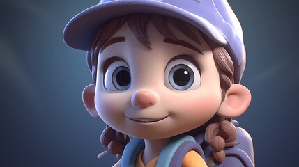 Wall Mural - **An adorable 3D character with a friendly expression and a sense of adventure