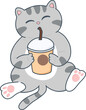 cartoon cat drinking chocolate cups