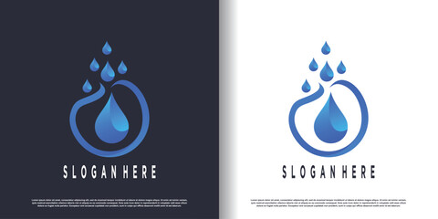 Water logo design with creative abstract concept Premium Vector