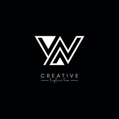 Creative Unique Letter YN NY Initial Based Stylish Line Logo Design.