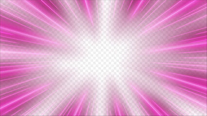 Wall Mural - Pink Rays Zoom In Motion Effect, Light Color Trails, Ready For White Background Or Png, Vector Illustration