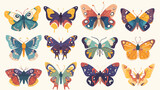 Fototapeta Motyle - Realistic butterflies set. Flying insects delicate