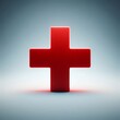 Volumetric red cross on a gray background