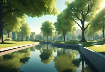 Wall Mural - morning in the park