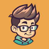 Fototapeta Tulipany - Cute geek boy vector illustration with isolated background