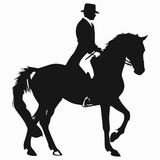 Fototapeta Tulipany - Cowboy riding horse silhouette vector illustration with isolated background