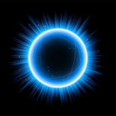 Wall Mural - Blue Planet with Light and Sparks. Suitable For Product Advertising, Product Design, and Other, Vector Illustration