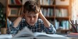 © Adobe Contributor - Stressed caucasian school boy sitting at desk in library