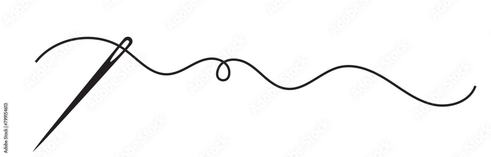 Needle and thread silhouette icon vector illustration. Tailor logo with ...